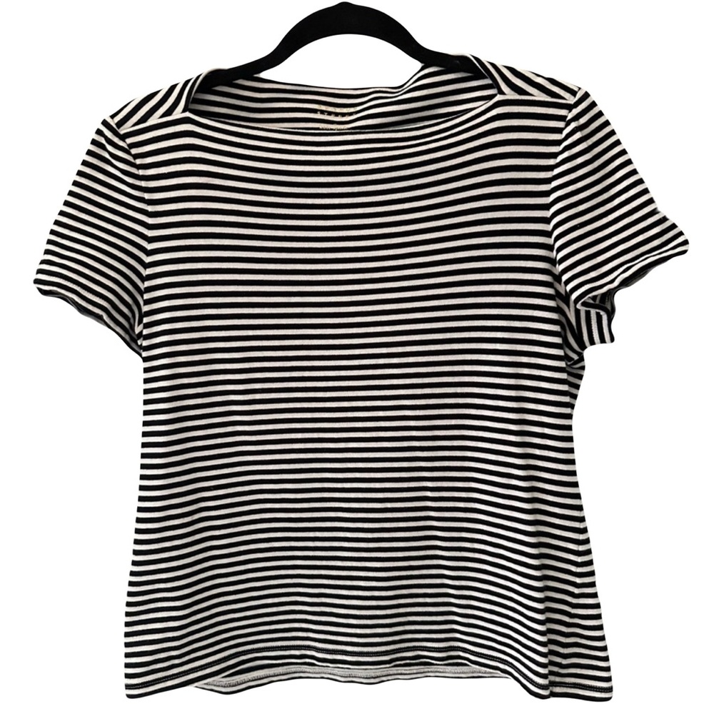 Kate Spade Broome Street womens large stripe knit top‎ breton bateau layering